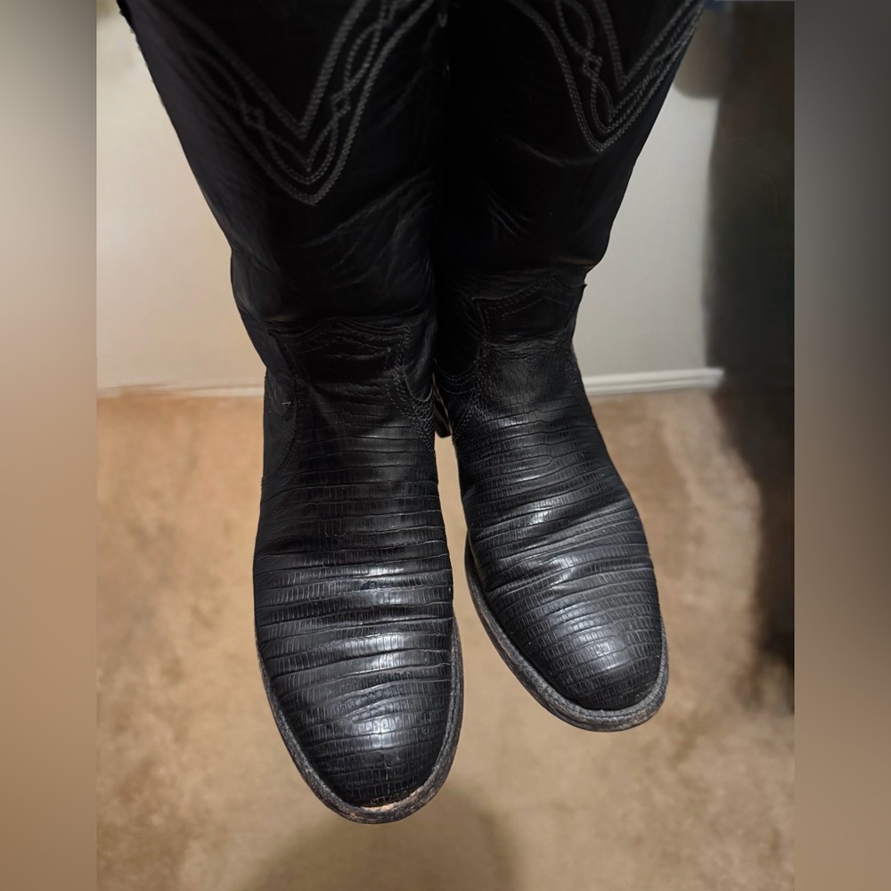 Womens Black Cowboy Boots, Justin cowboy boots, lizard boots